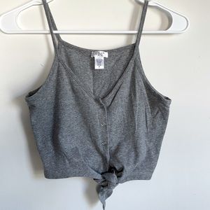 ADC cropped tie front gray crop top